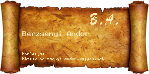 Berzsenyi Andor névjegykártya