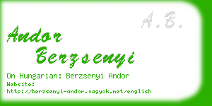 andor berzsenyi business card